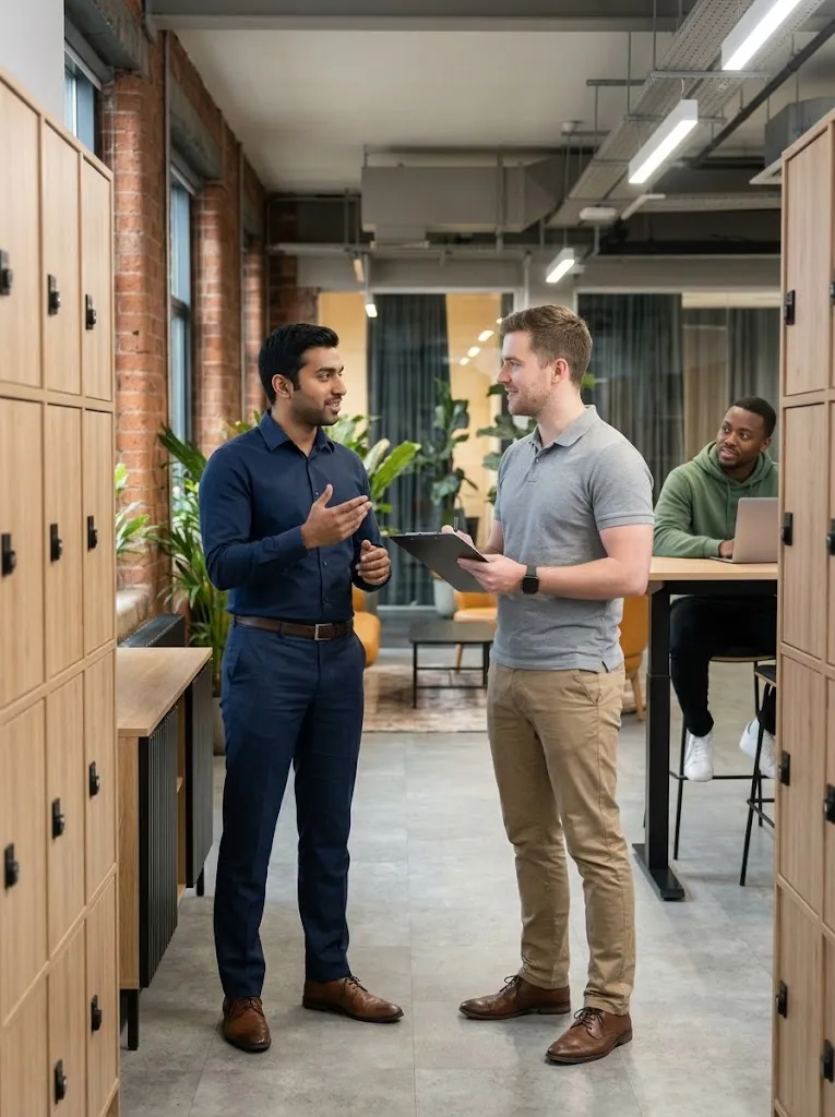 iDevNerds team members chatting in the office