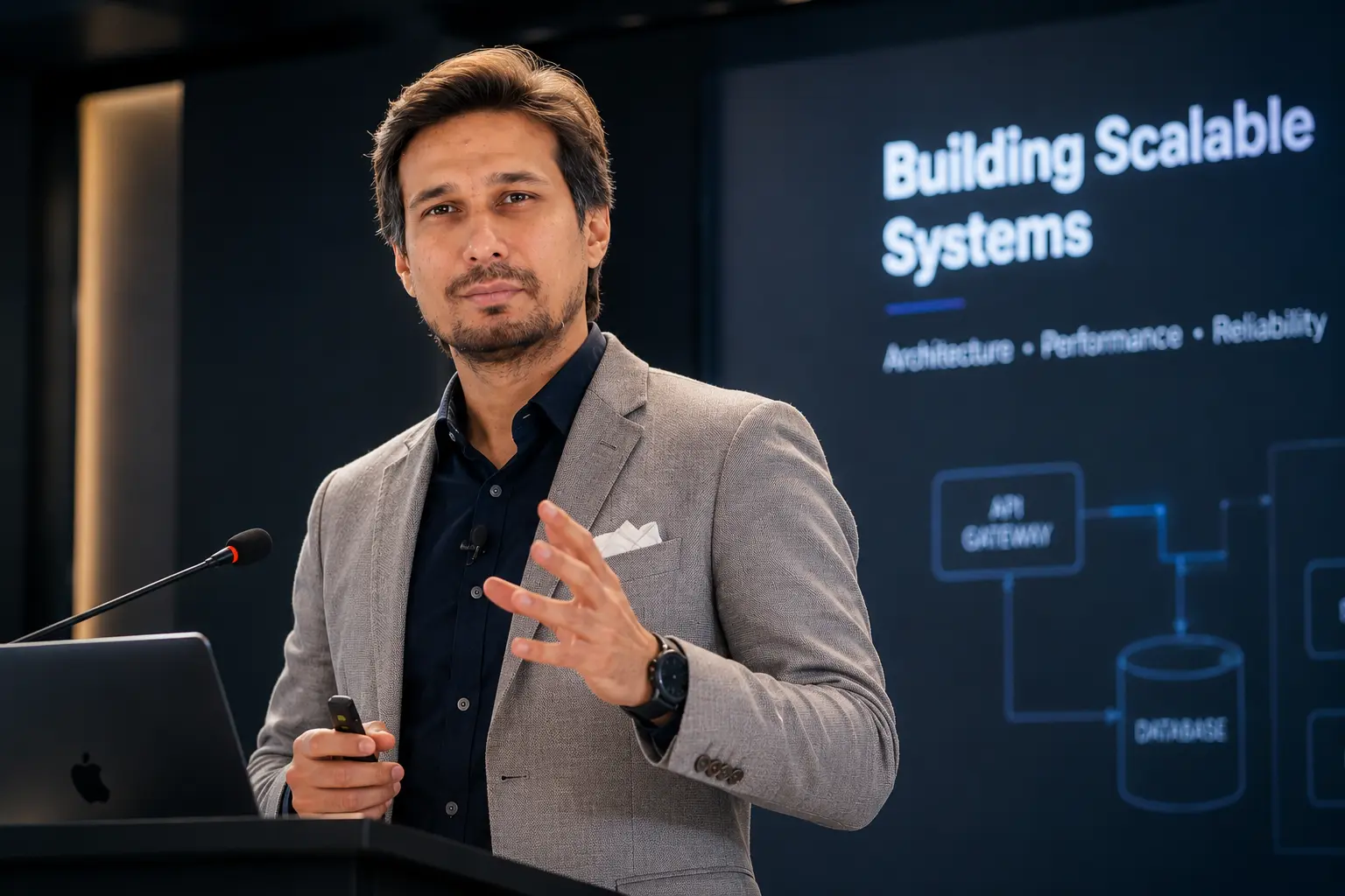 iDevNerds team member presenting at a tech conference
